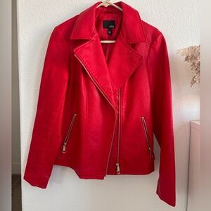Red Faux Leather Jacket